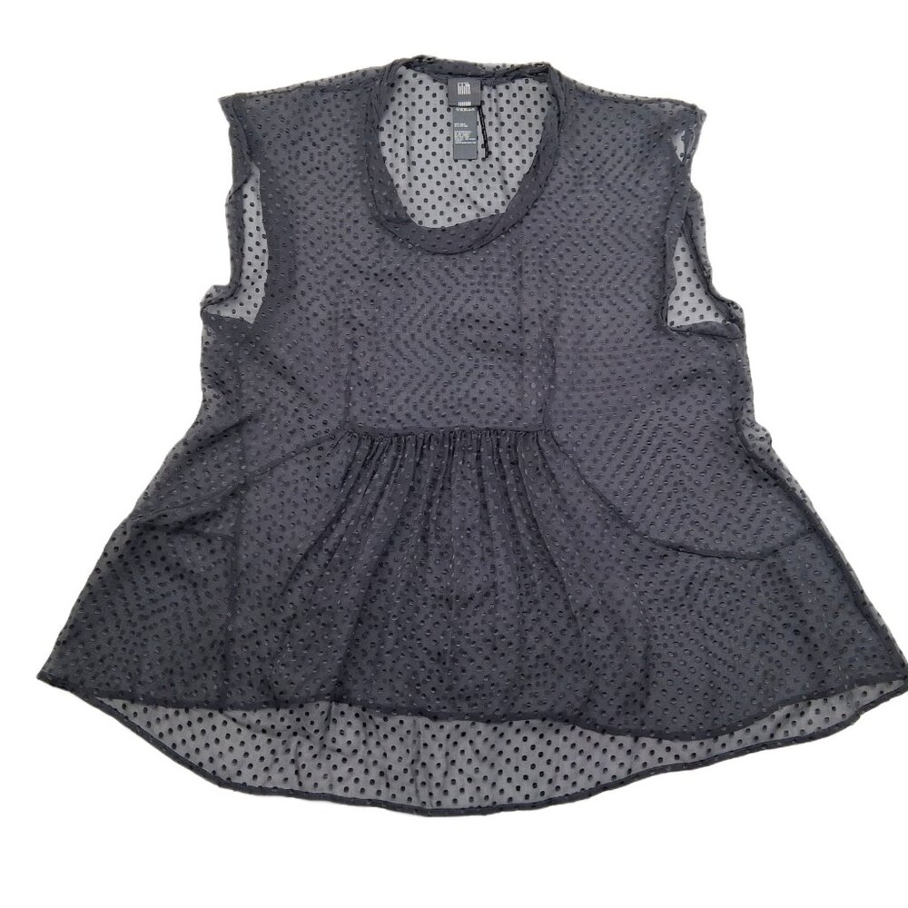 LILITH FRANCE SHEER "GUI" TOP GREY TEXTURED POLKA DOT - Picture 4 of 8